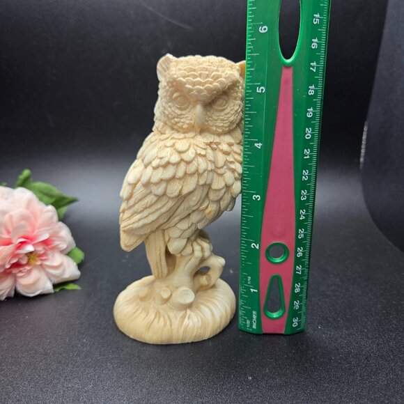 Vintage Italian Owl Sculpture "A Santini" Resin Owl Classic Figure - Picture 12 of 13